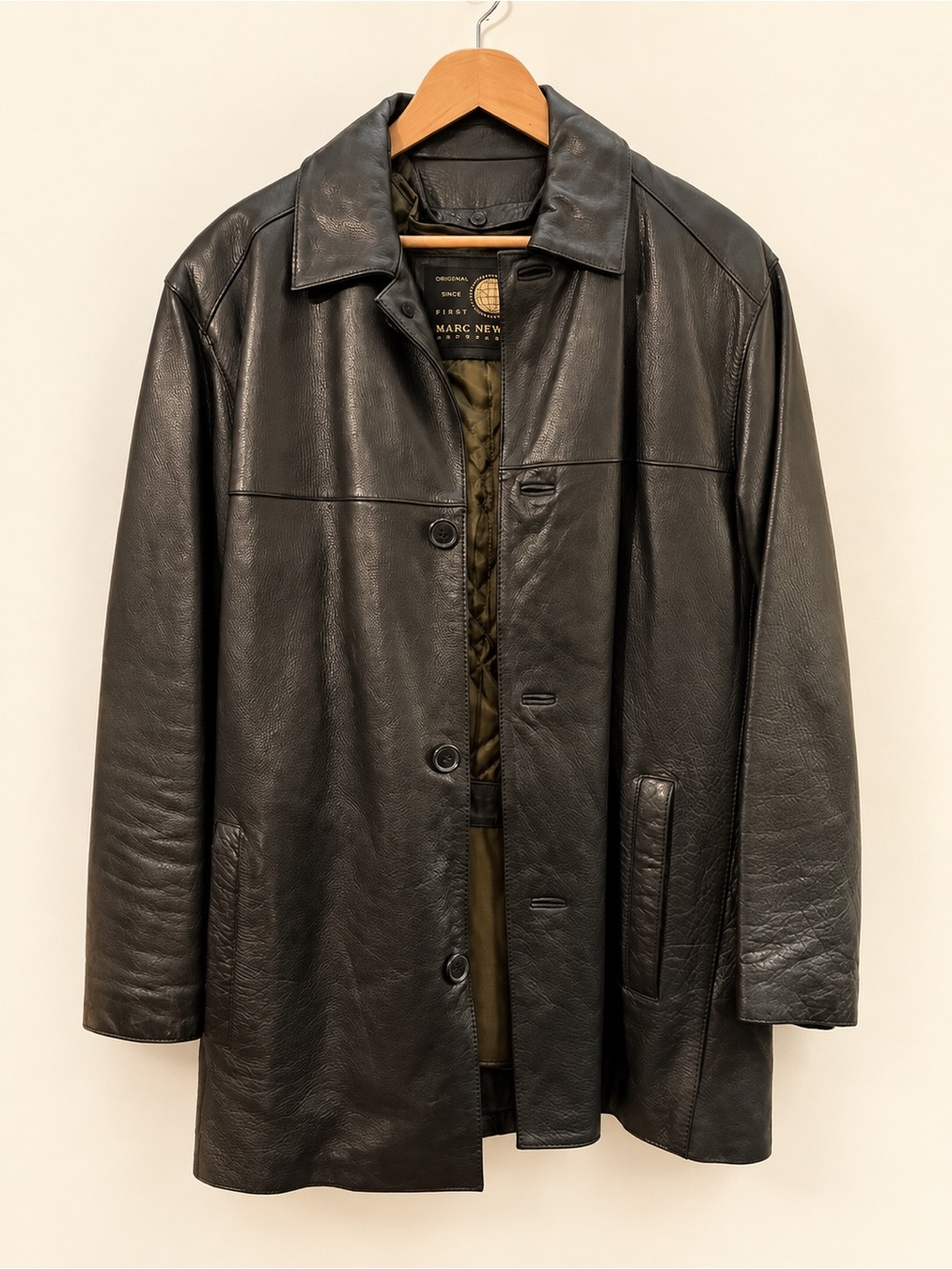 Marc New York by Andrew Marc Black Leather Car Coat – Men’s Size M